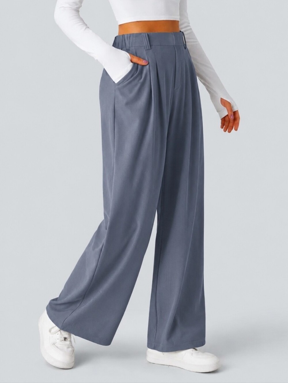 ❤️ HALARA FLEX™ HIGH WAISTED POCKET WIDE LEG WAFFLE WORK PANTS /PULL ON, LP